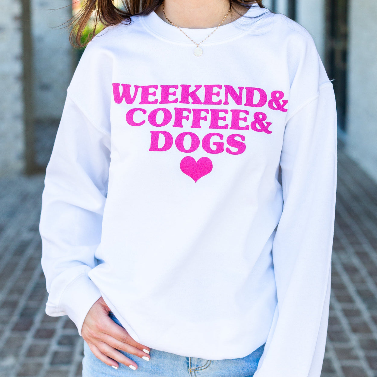 'Coffee & Weekend & Dogs' Crewneck Sweatshirt