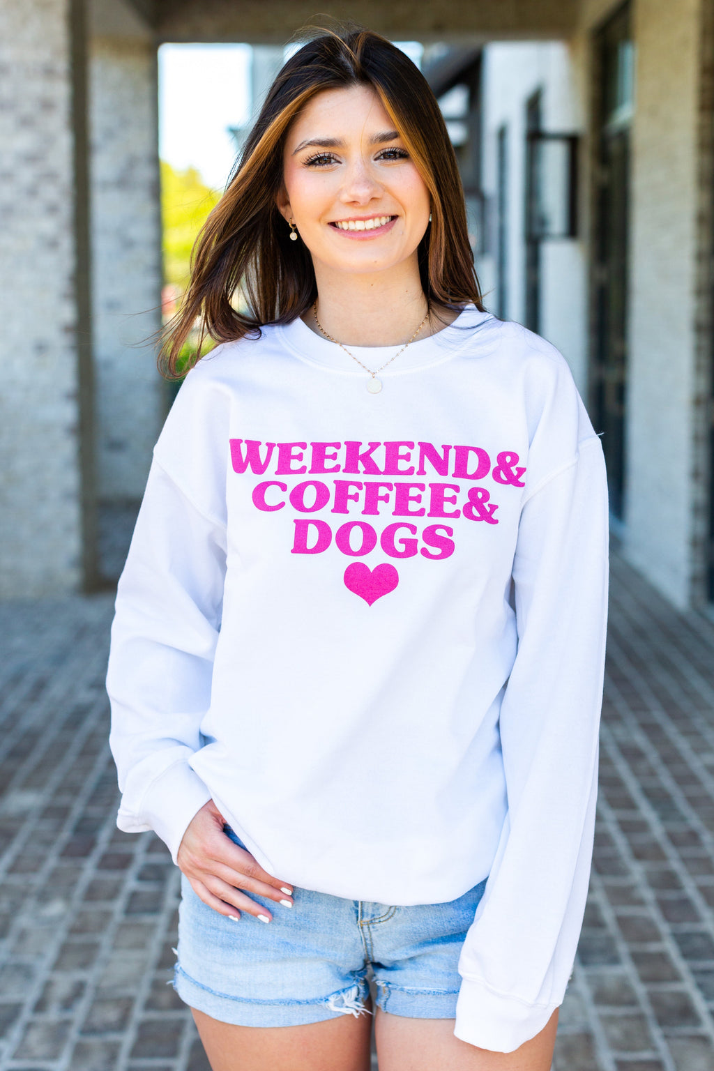 'Coffee & Weekend & Dogs' Crewneck Sweatshirt