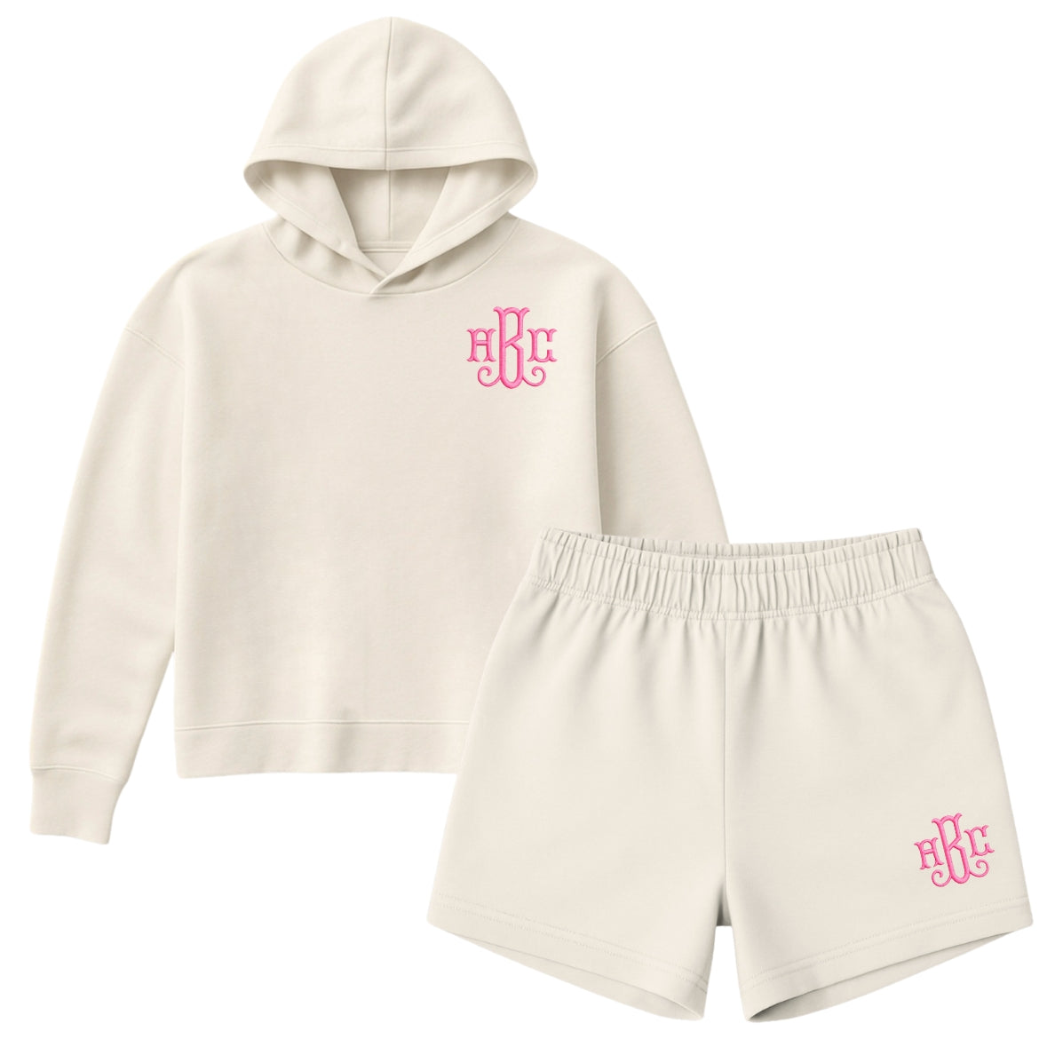 Monogrammed Cloud Hoodie & Shorts Set