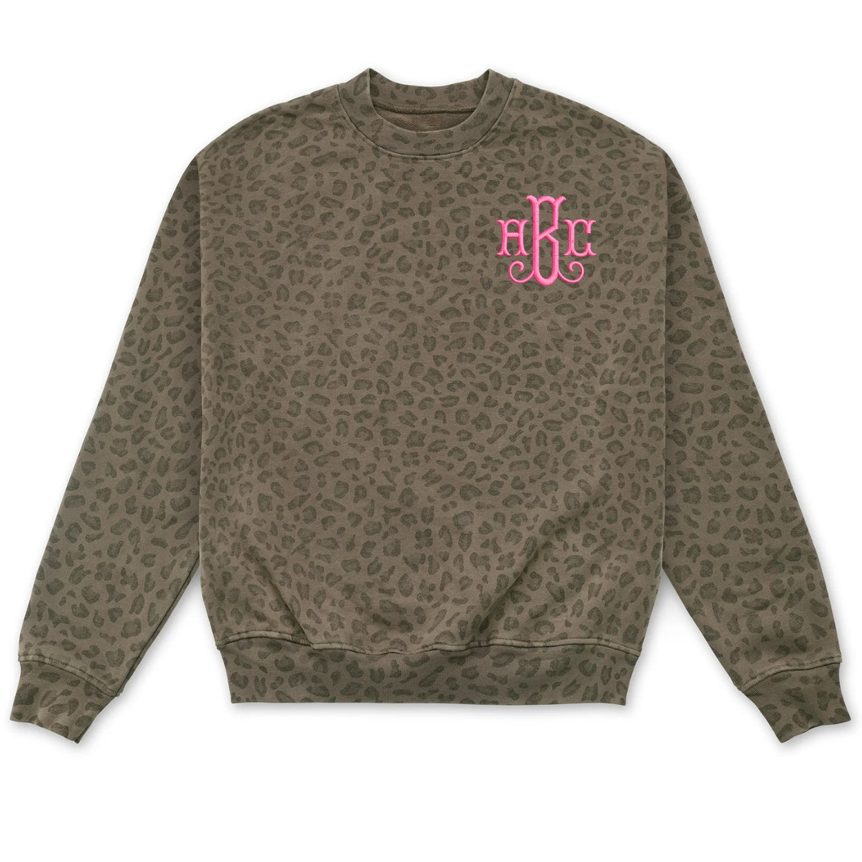 Monogrammed Vintage Leopard Crew