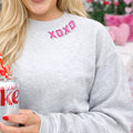 'XOXO Kisses' Embroidered Collar Wrap Sweatshirt