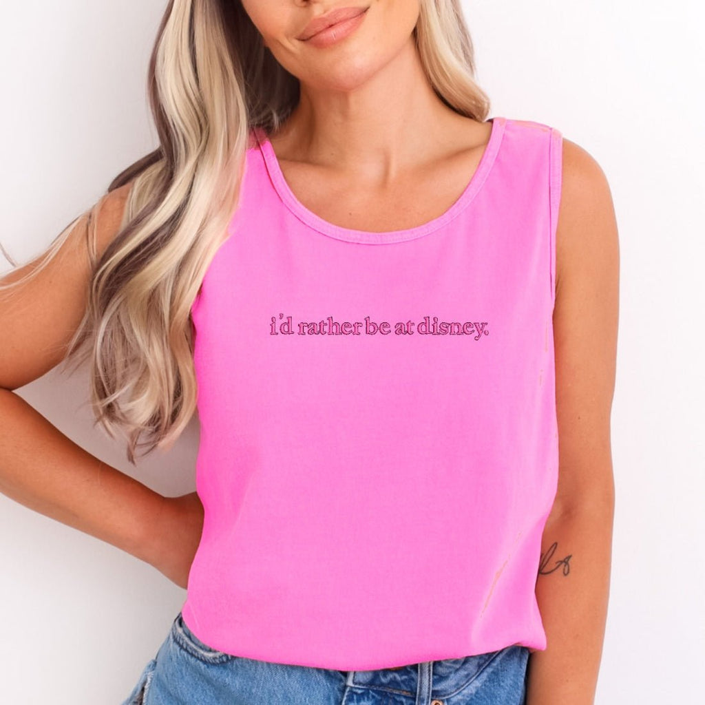 Embroidered 'I'd Rather Be At Disney' Tank Top