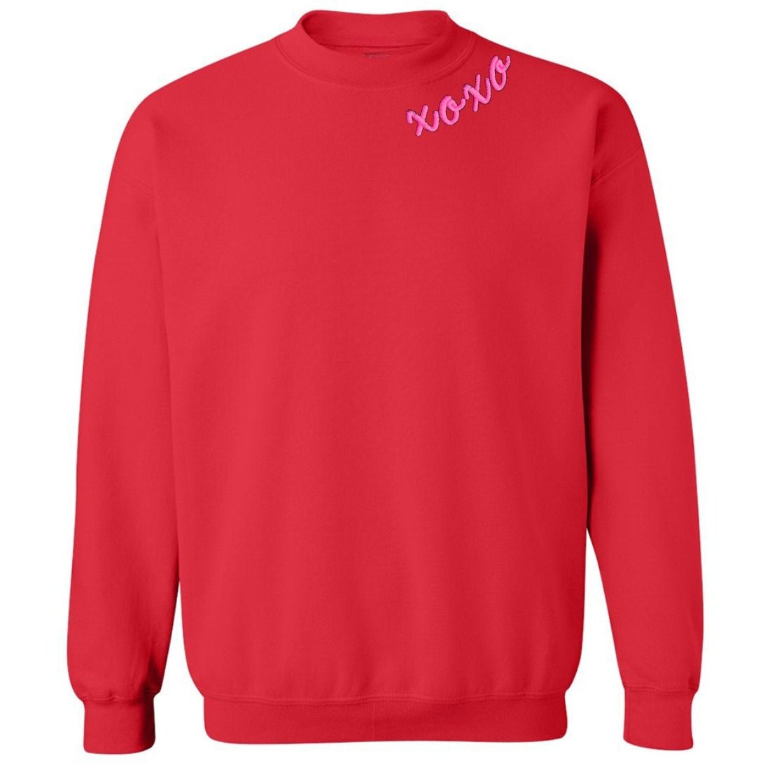 'XOXO Kisses' Embroidered Collar Wrap Sweatshirt