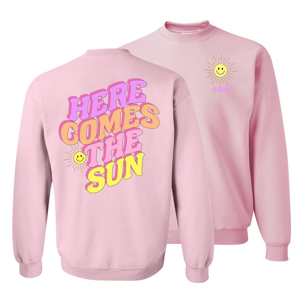 Initialed 'Here Comes The 'Sun' Front & Back Crewneck Sweatshirt
