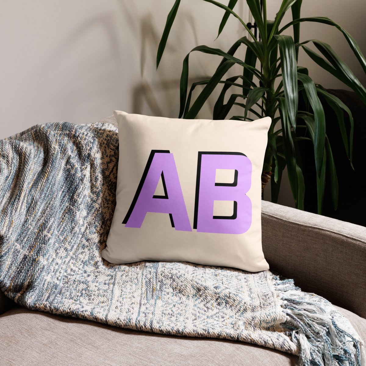 Personalized Shadow Block Initials Pillow Case + Pillow