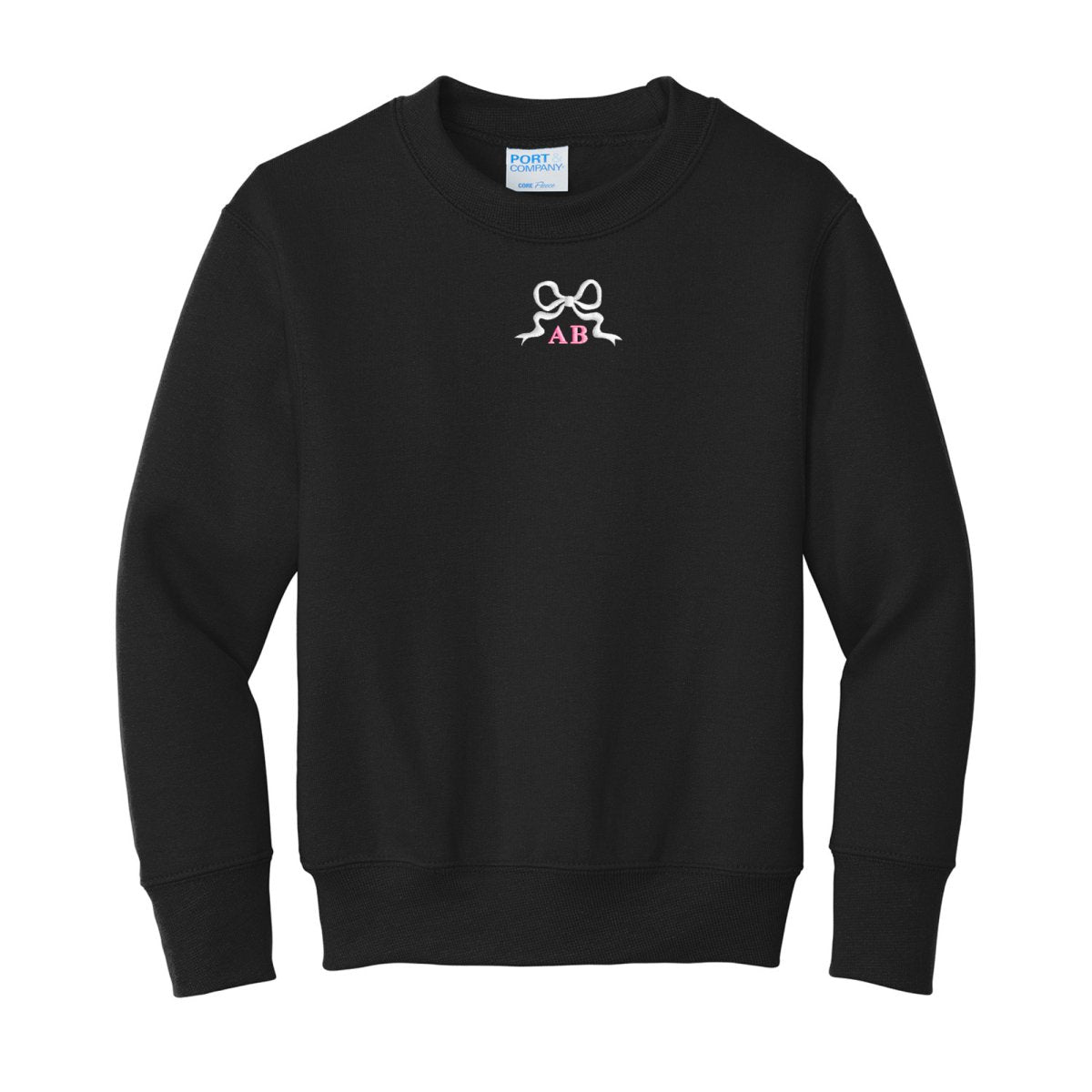Kids Initialed 'Tiny Bow' Crewneck Sweatshirt