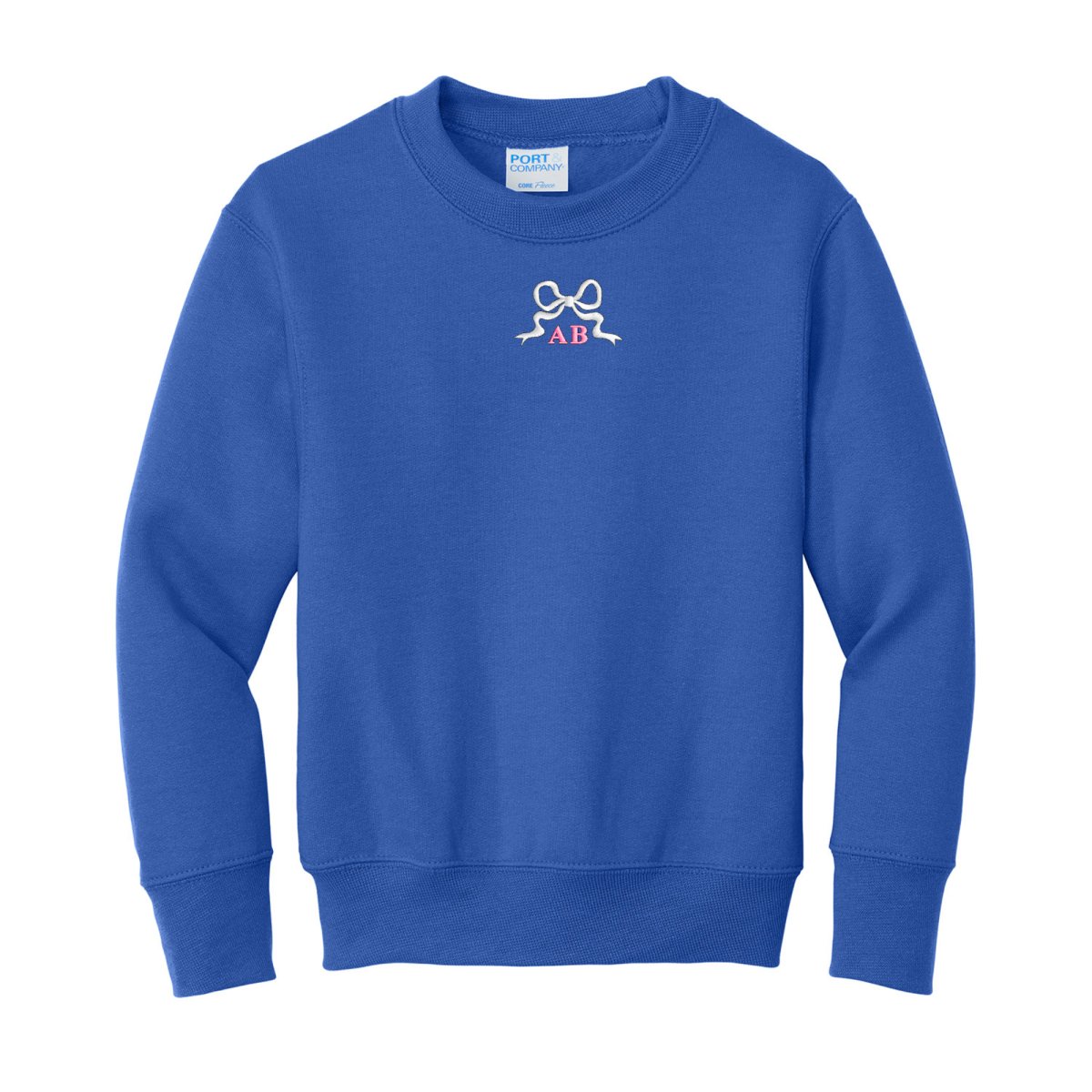 Kids Initialed 'Tiny Bow' Crewneck Sweatshirt