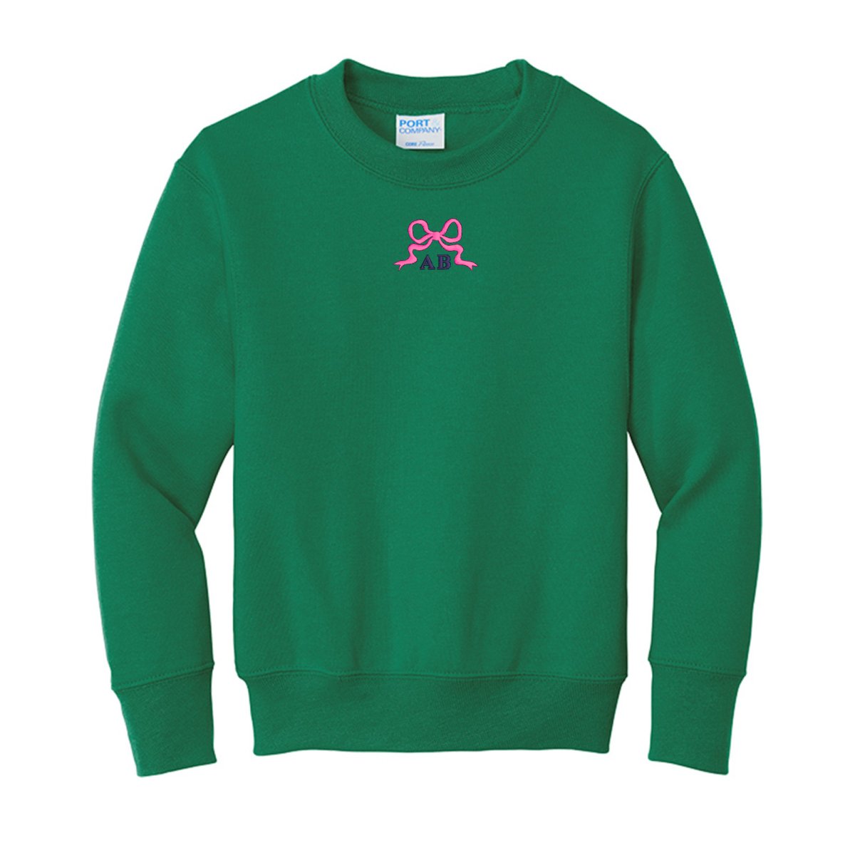 Kids Initialed 'Tiny Bow' Crewneck Sweatshirt