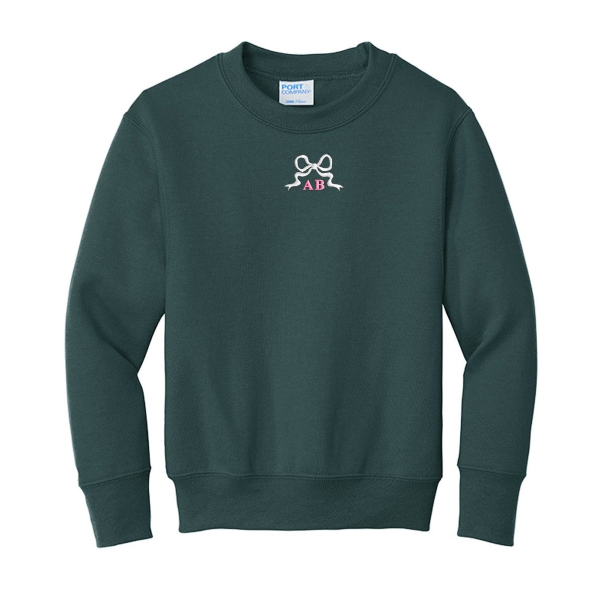 Kids Initialed 'Tiny Bow' Crewneck Sweatshirt