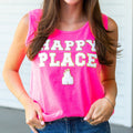 Letter Patch 'Happy Place' Neon Tank Top