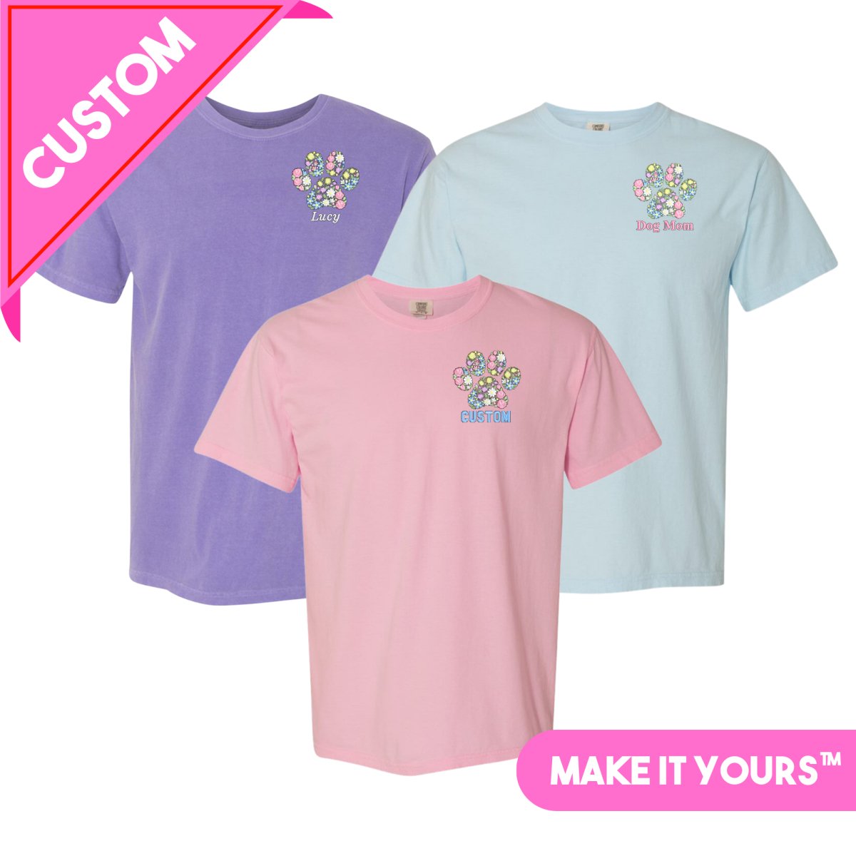 Make It Yours™ 'Floral Paw Print' T-Shirt