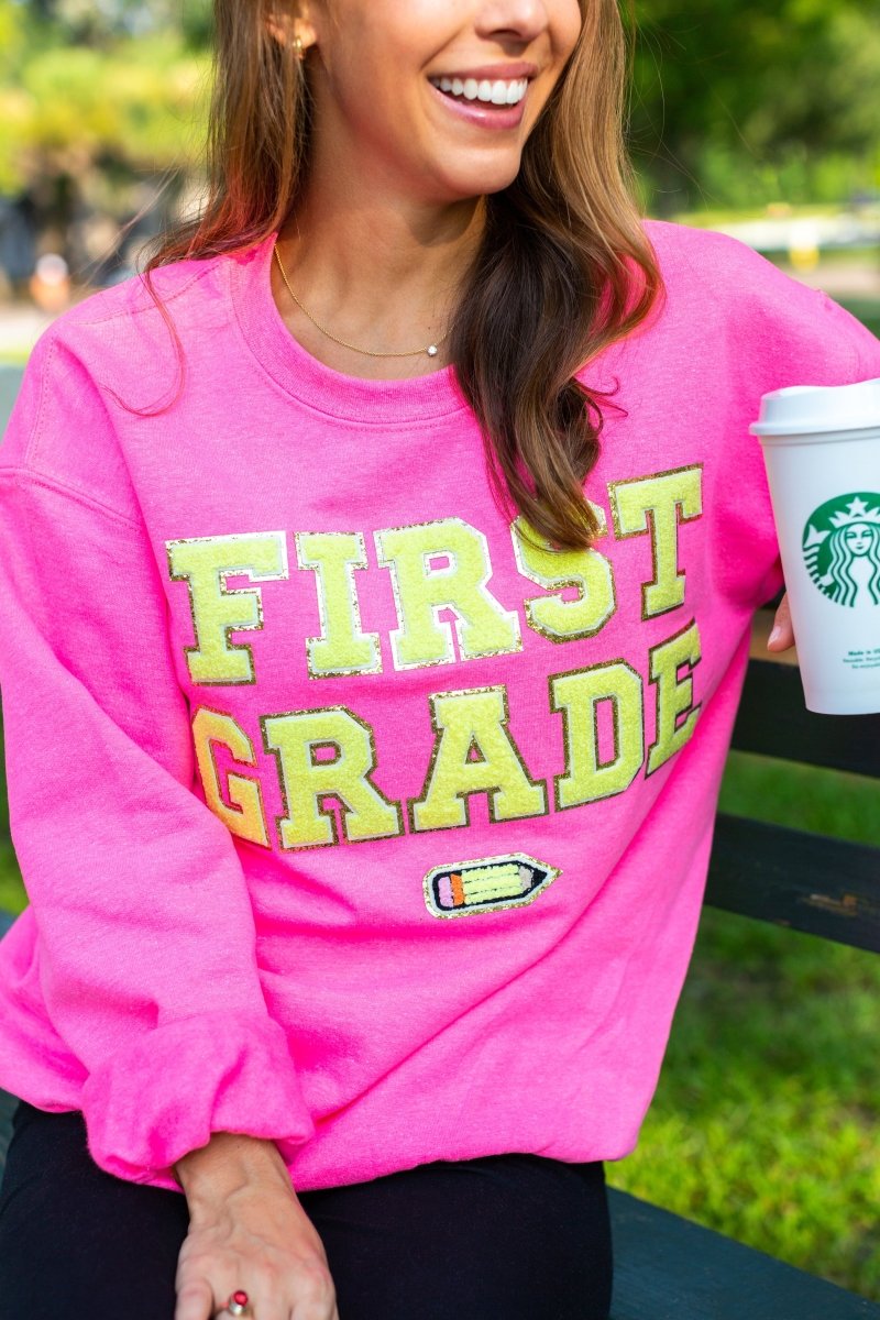 Make It Yours™ Letter Patch Neon Crewneck Sweatshirt