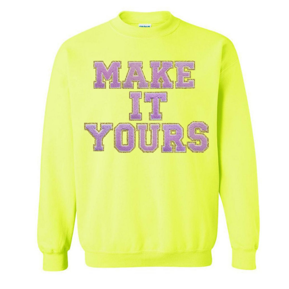 Make It Yours™ Letter Patch Neon Crewneck Sweatshirt