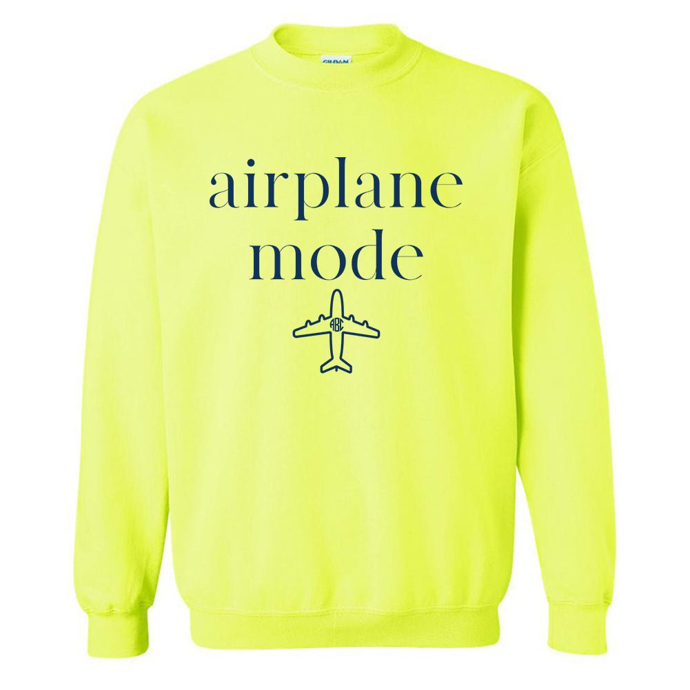 Monogrammed 'Airplane Mode' Neon Crewneck Sweatshirt