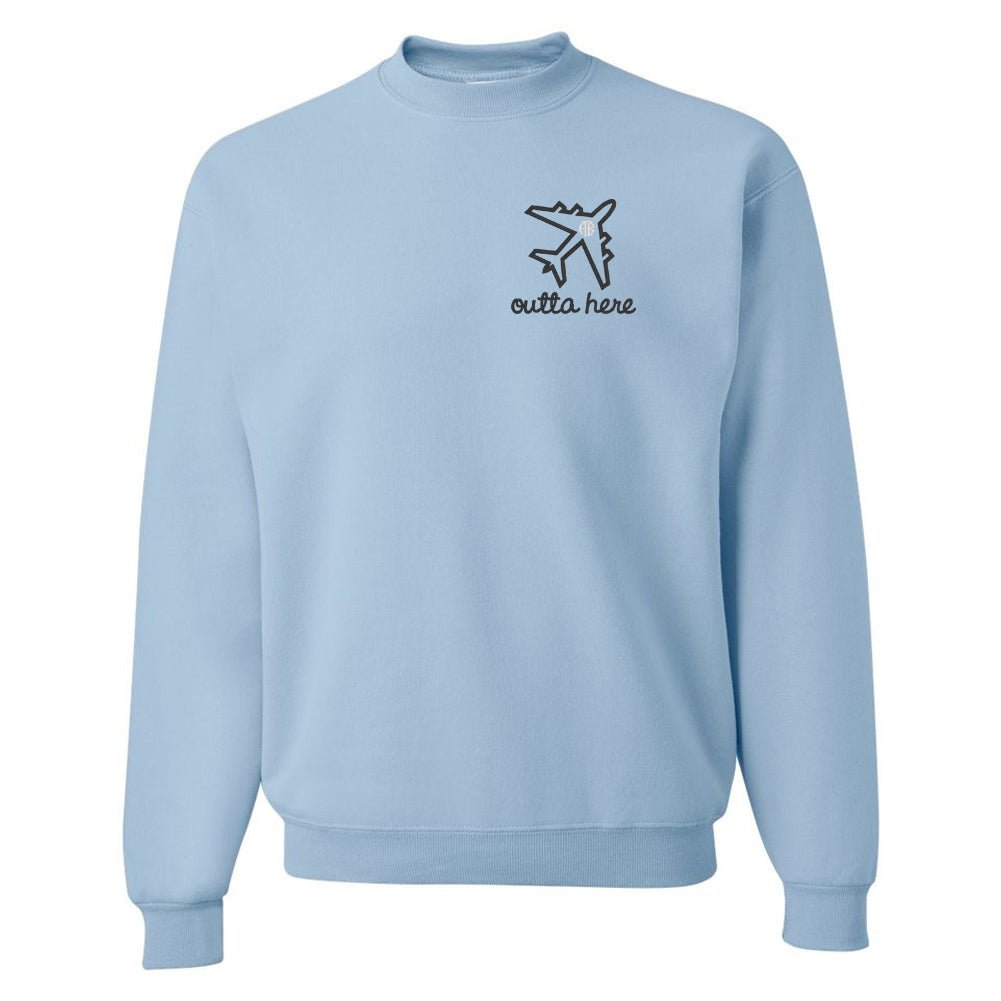Monogrammed Airplane 'Outta Here' Crewneck Sweatshirt