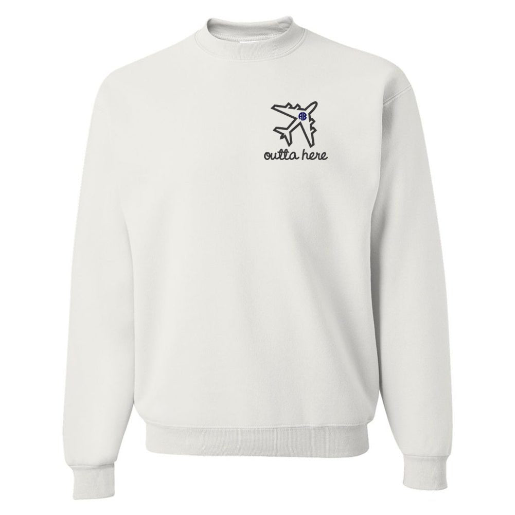 Monogrammed Airplane 'Outta Here' Crewneck Sweatshirt