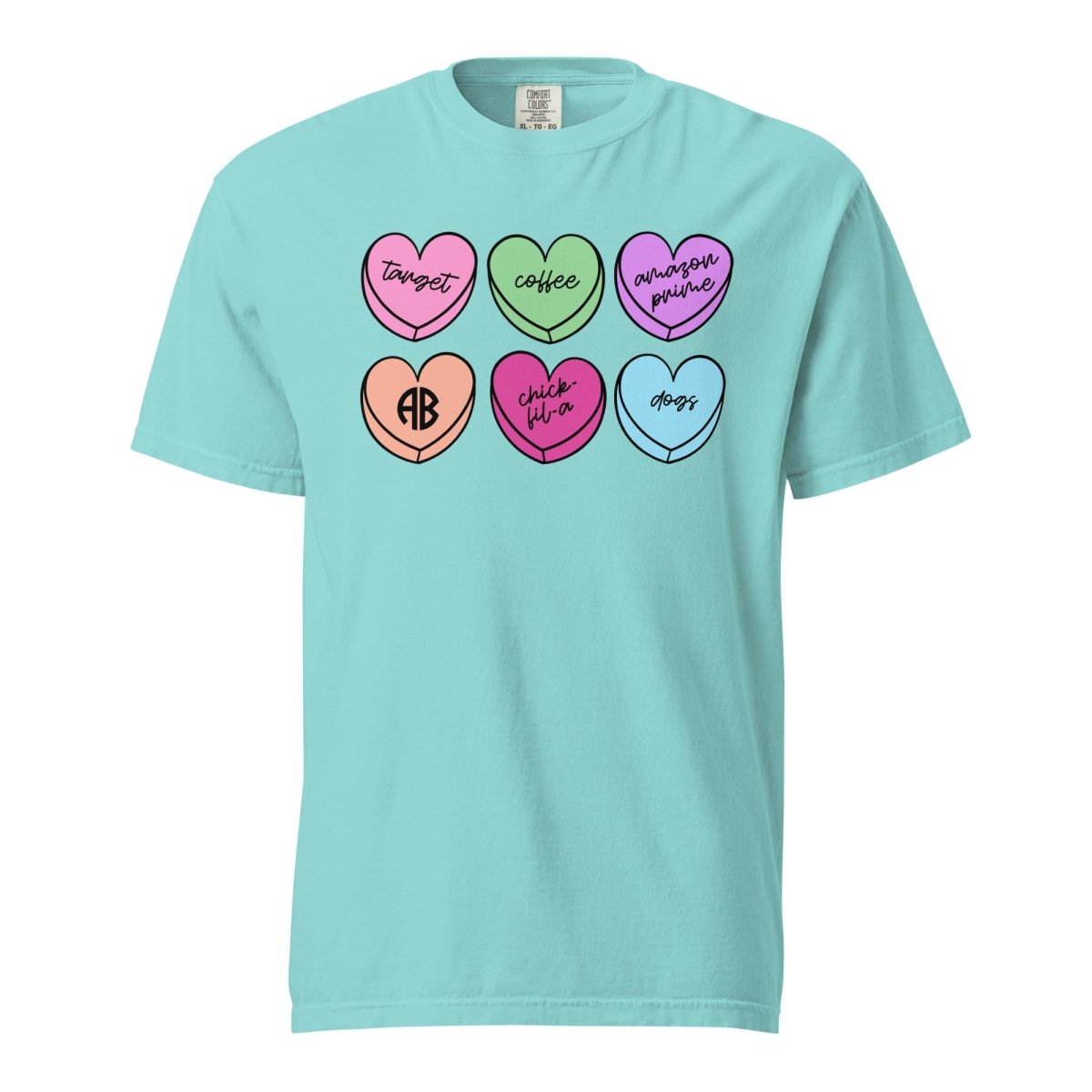 Monogrammed 'Basic Girl Candy Hearts' T-Shirt