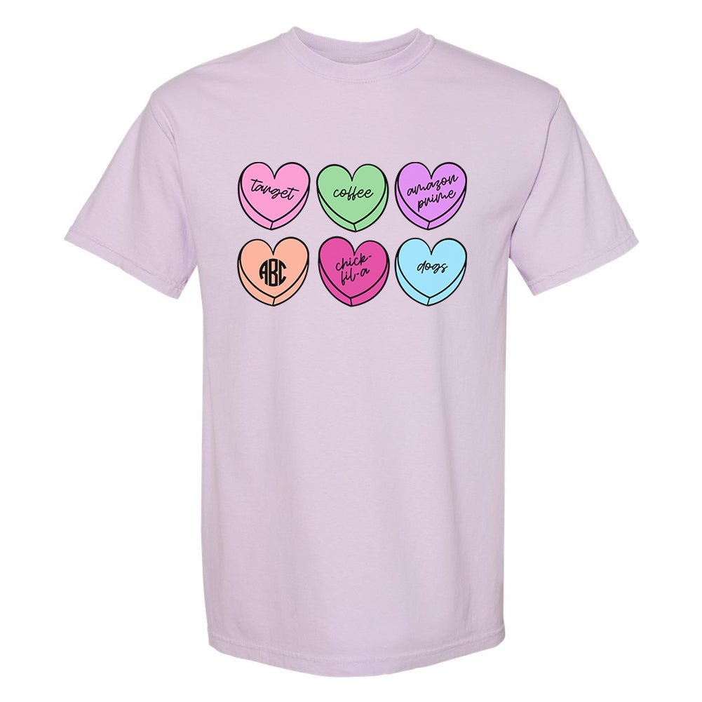 Monogrammed 'Basic Girl Candy Hearts' T-Shirt