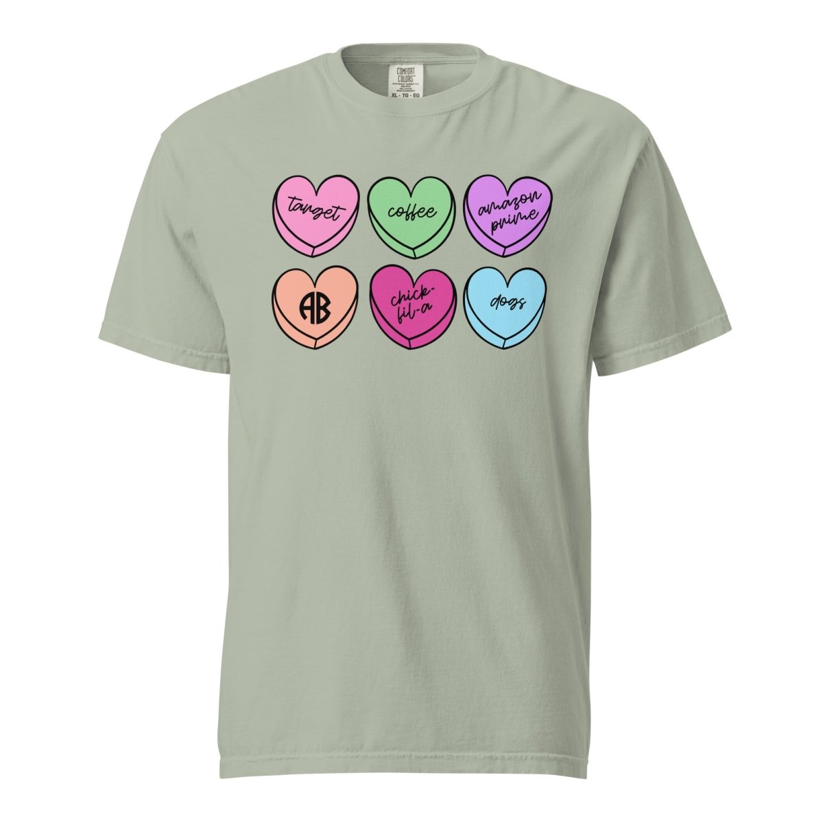 Monogrammed 'Basic Girl Candy Hearts' T-Shirt