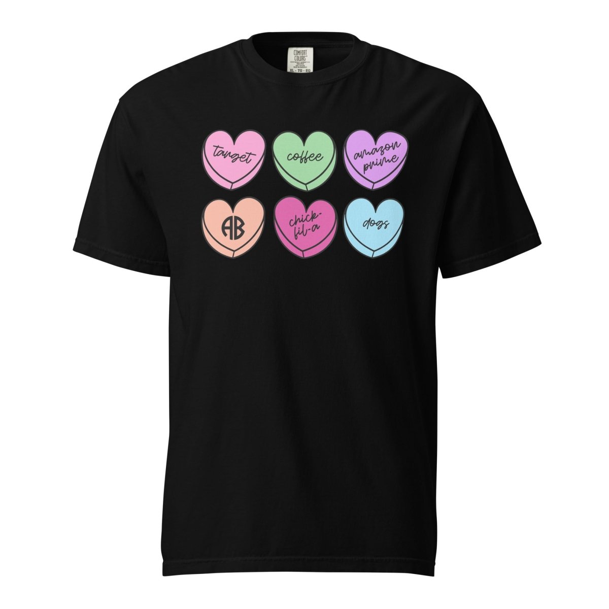 Monogrammed 'Basic Girl Candy Hearts' T-Shirt