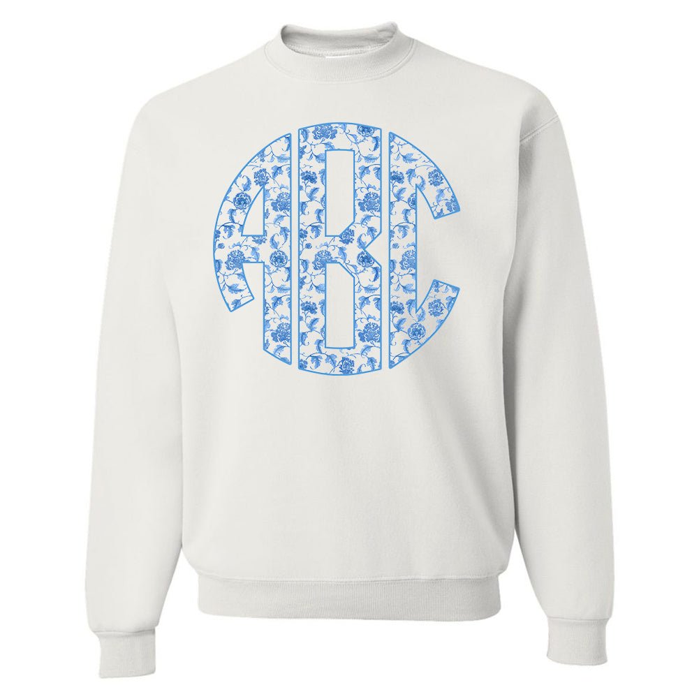 Monogrammed 'Blue & White Chinoiserie' Big Print Sweatshirt