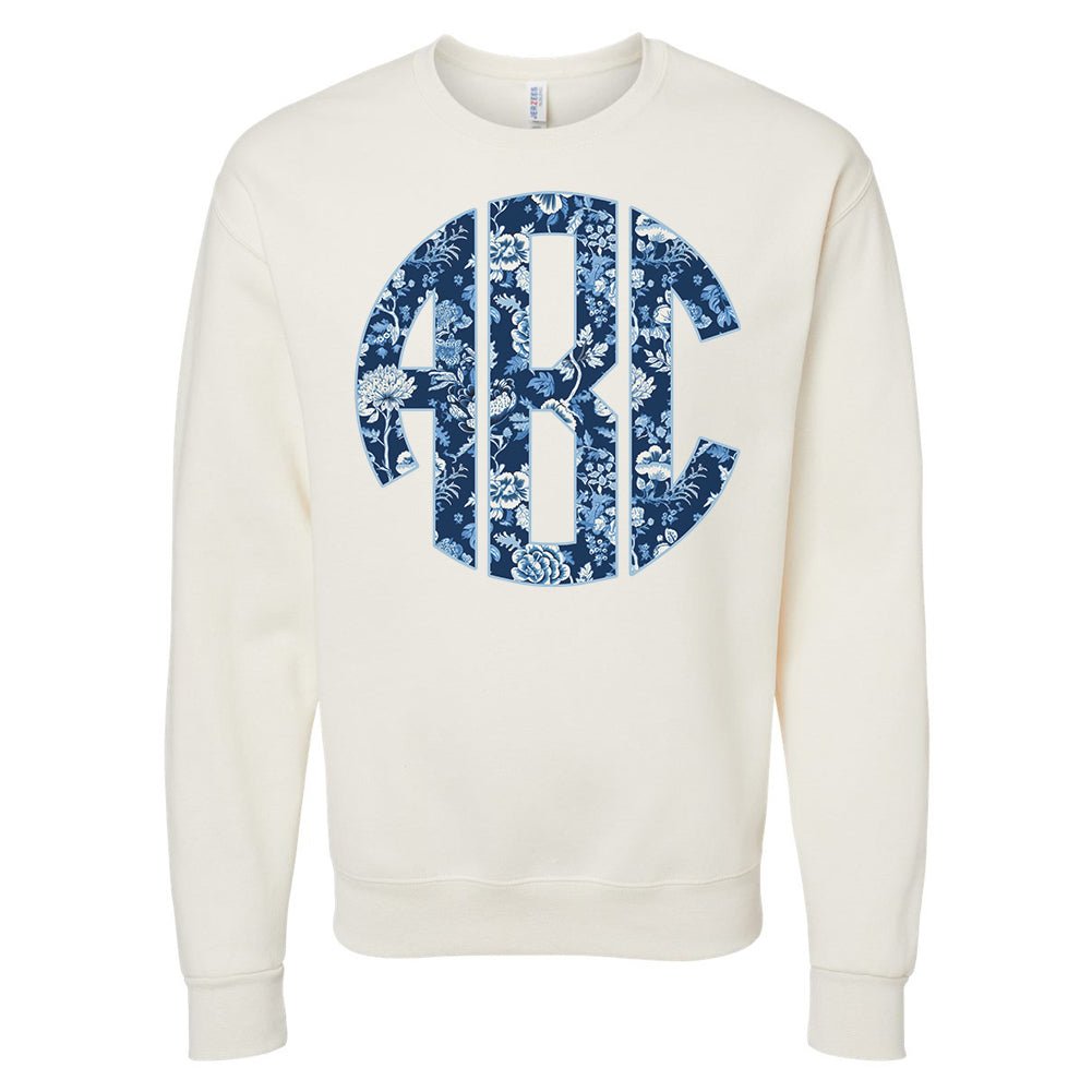 Monogrammed 'Blue & White Chinoiserie' Big Print Sweatshirt