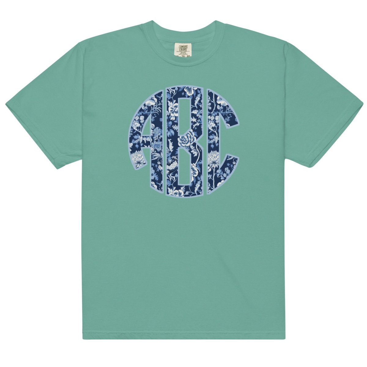 Monogrammed 'Blue & White Chinoiserie' Big Print T-Shirt