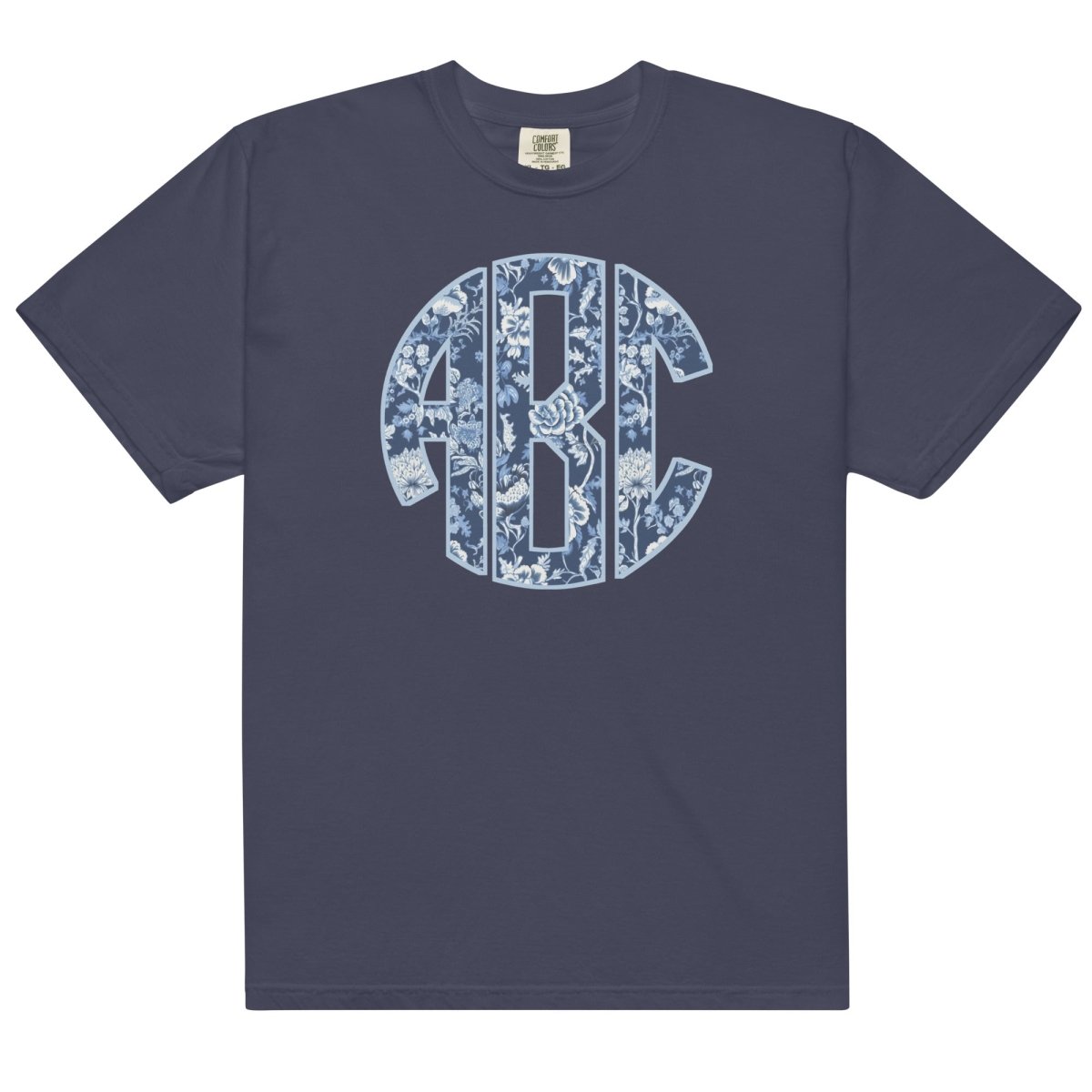 Monogrammed 'Blue & White Chinoiserie' Big Print T-Shirt