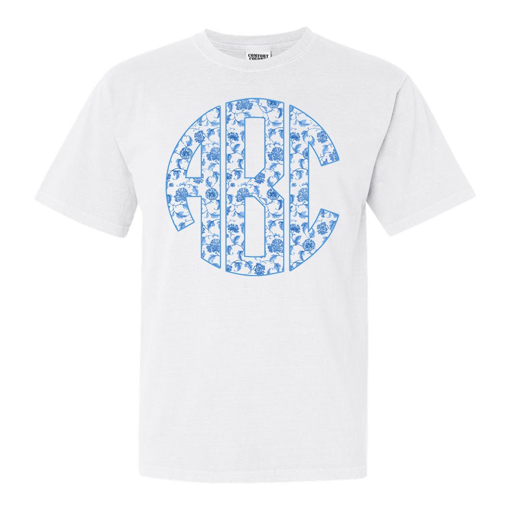 Monogrammed 'Blue & White Chinoiserie' Big Print T-Shirt