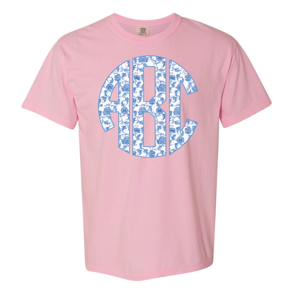 Monogrammed 'Blue & White Chinoiserie' Big Print T-Shirt