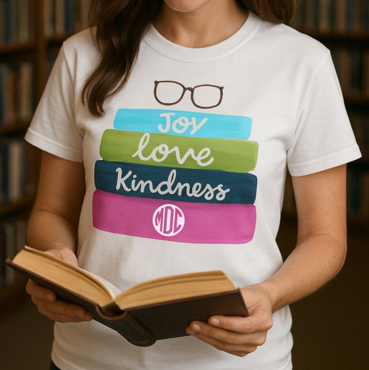 Monogrammed 'Bookstack' Basic T-Shirt
