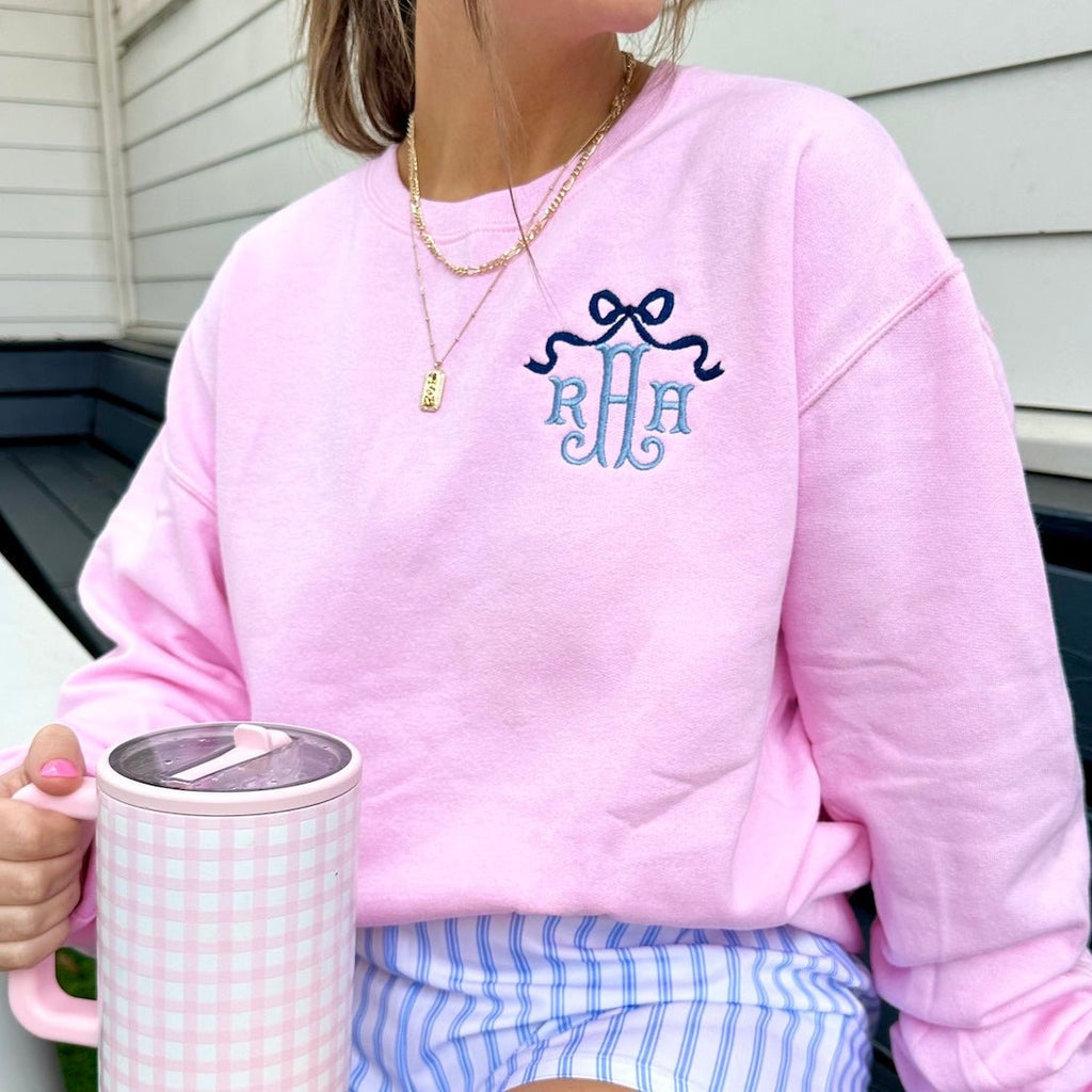 Monogrammed 'Bow' Crewneck Sweatshirt