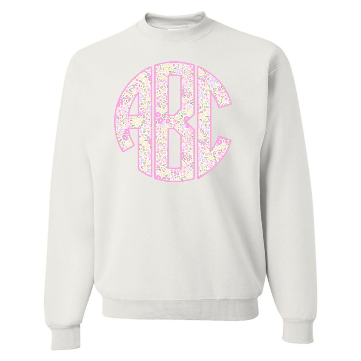 Monogrammed ‘Coquette Floral Patterns’ Big Print Crewneck Sweatshirt