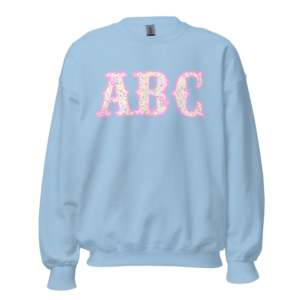 Monogrammed ‘Coquette Floral Patterns’ Big Print Crewneck Sweatshirt