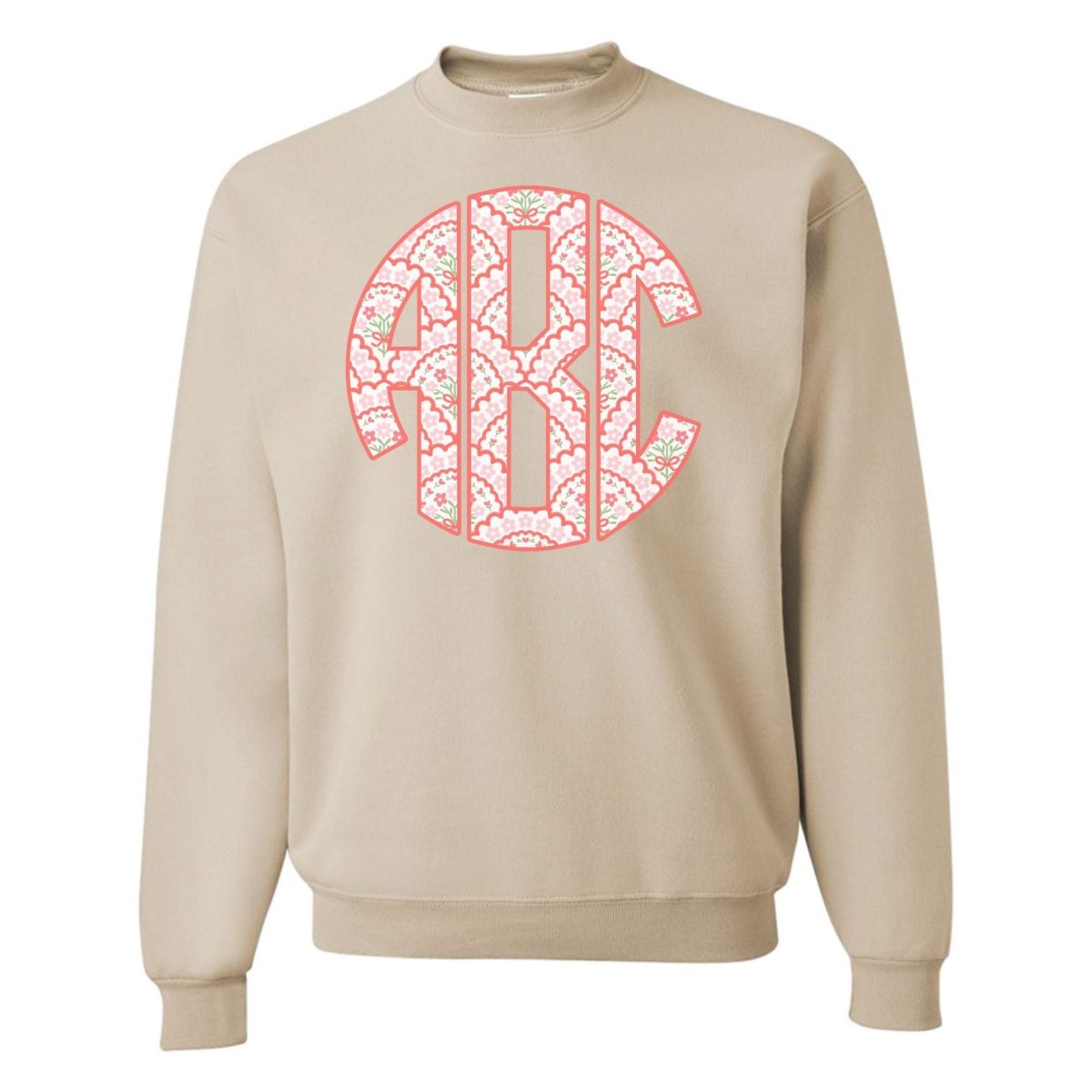 Monogrammed ‘Coquette Floral Patterns’ Big Print Crewneck Sweatshirt