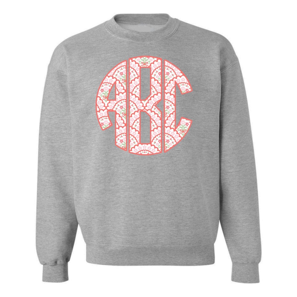 Monogrammed ‘Coquette Floral Patterns’ Big Print Crewneck Sweatshirt
