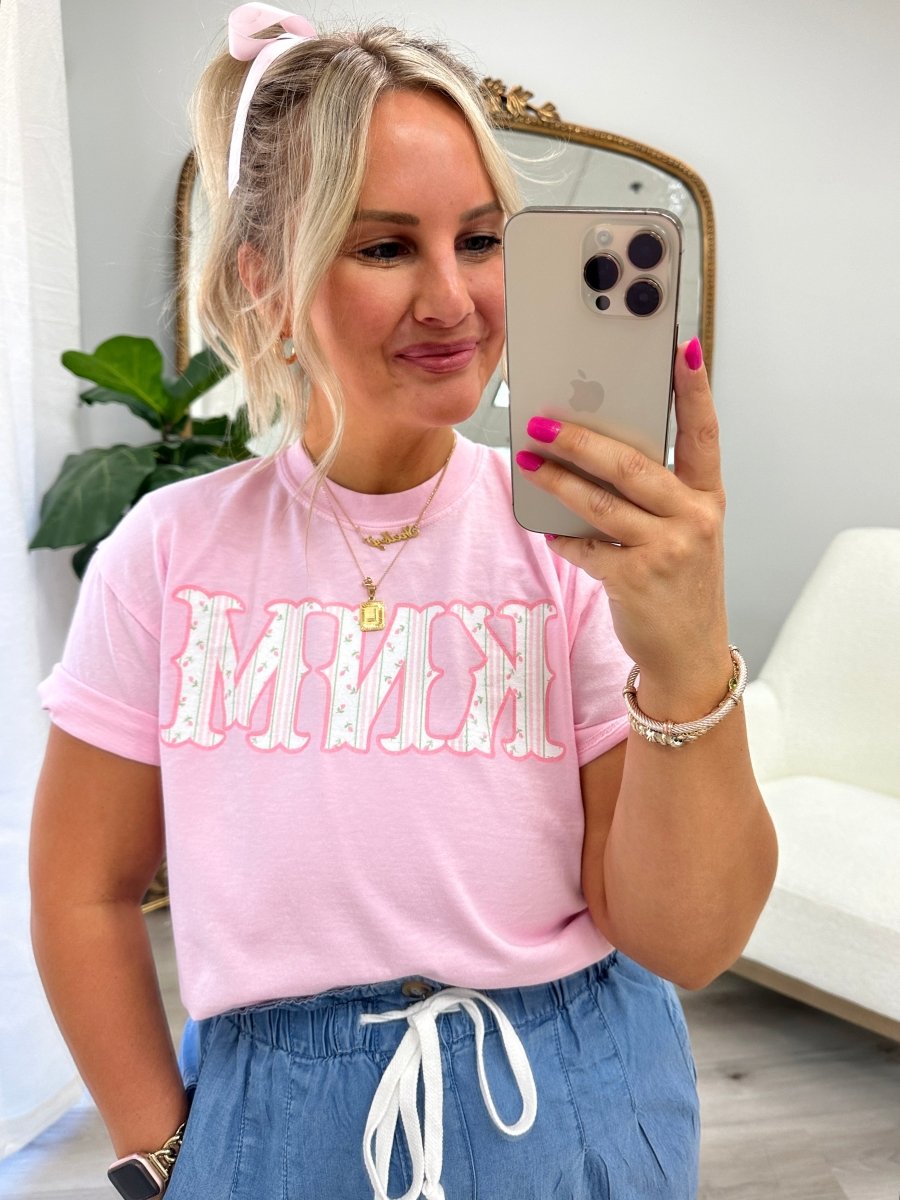 Monogrammed ‘Coquette Floral Patterns’ Big Print T-Shirt