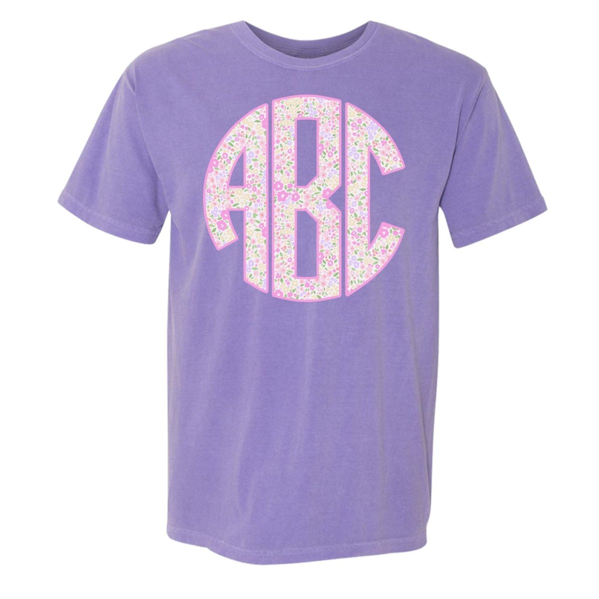 Monogrammed ‘Coquette Floral Patterns’ Big Print T-Shirt