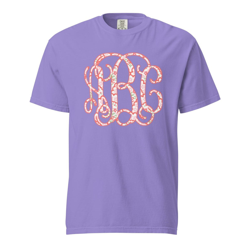 Monogrammed ‘Coquette Floral Patterns’ Big Print T-Shirt