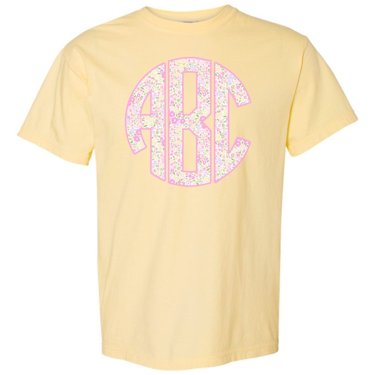 Monogrammed ‘Coquette Floral Patterns’ Big Print T-Shirt