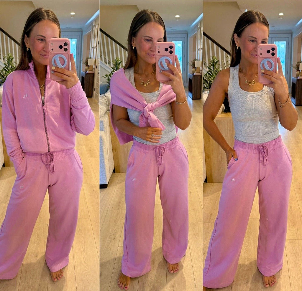 Monogrammed Full Zip & Wide Leg Pants Cloud Set