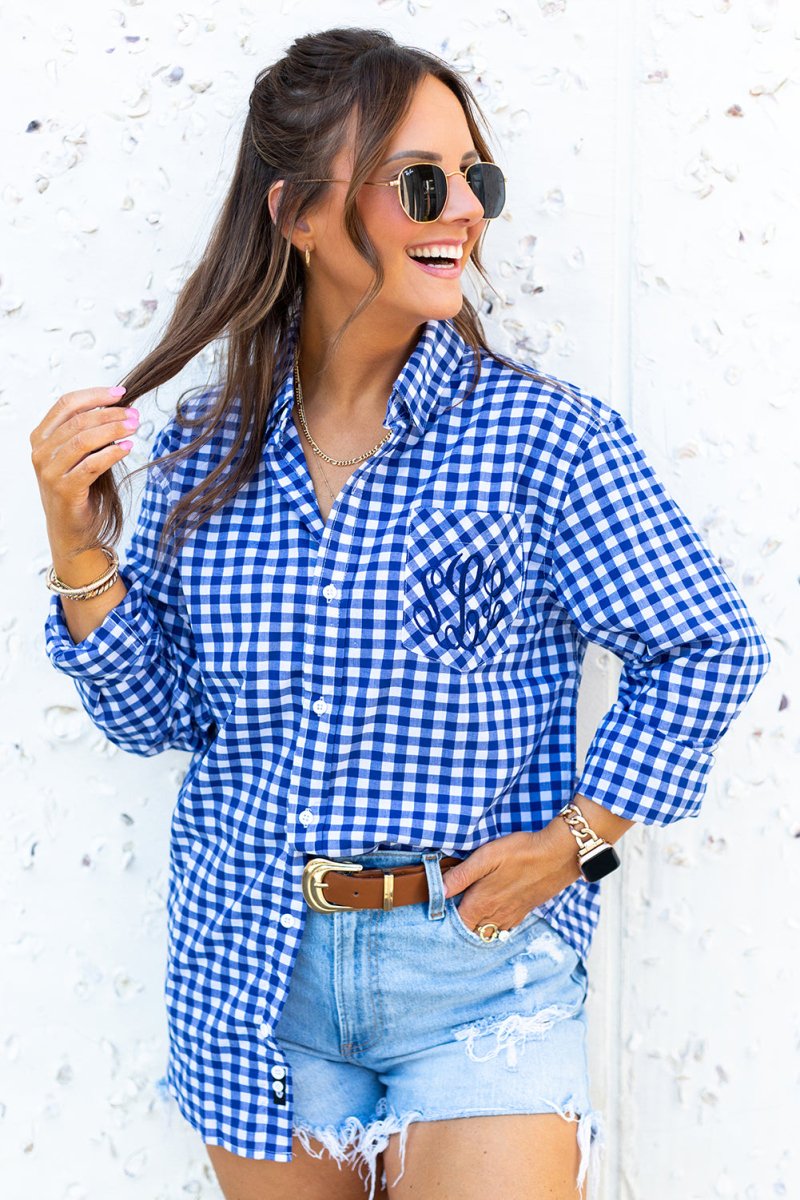 Monogrammed Gingham Button Down
