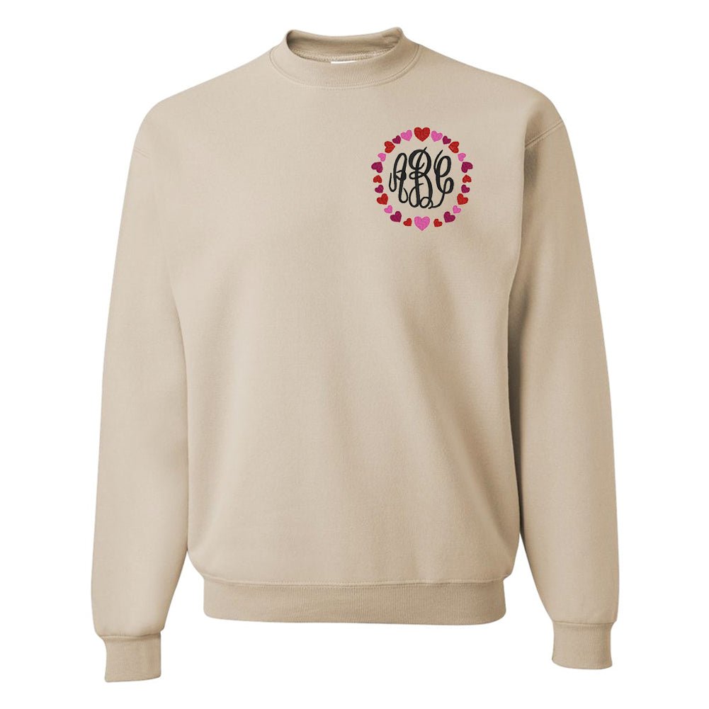 Monogrammed 'Heart Border' Crewneck Sweatshirt