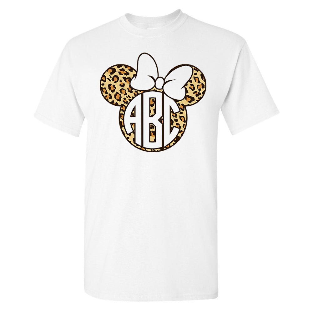 Monogrammed 'Leopard Minnie' Basic T-Shirt