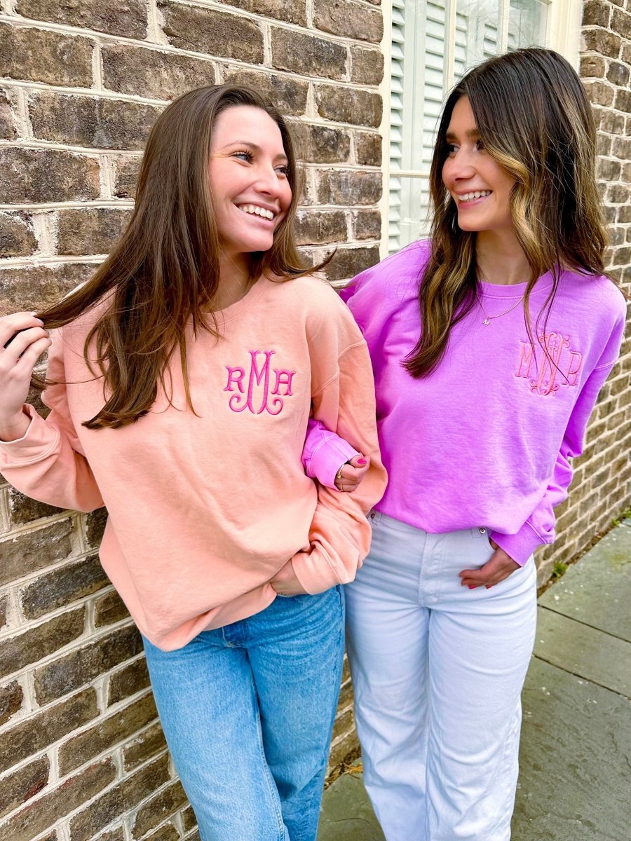 Monogrammed Lightweight Comfort Colors Crewneck Sweatshirt