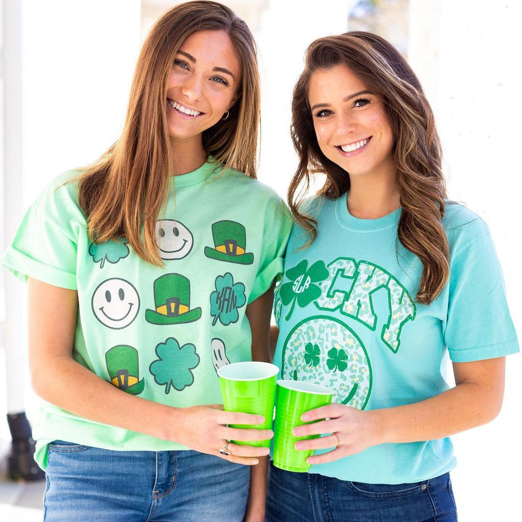 Monogrammed 'Lucky Smiley Face' T-Shirt