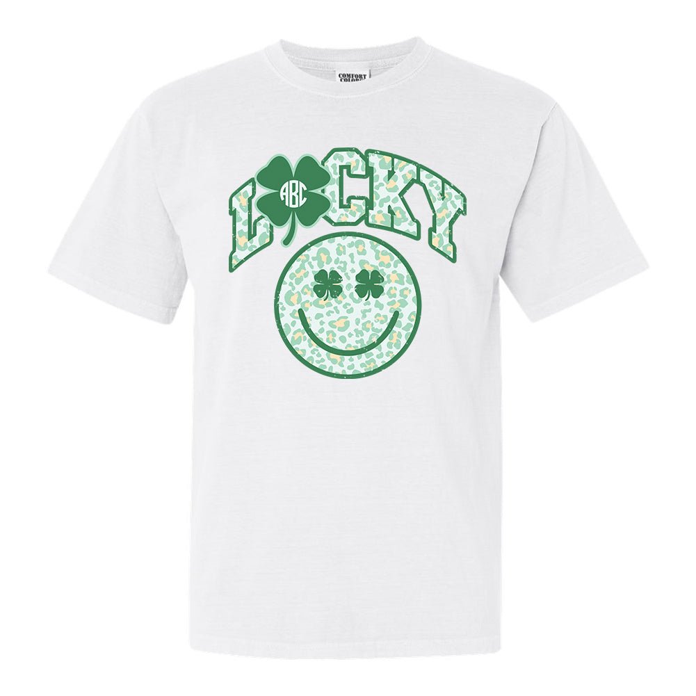 Monogrammed 'Lucky Smiley Face' T-Shirt