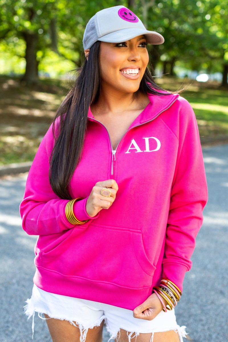 Monogrammed Pocket Quarter Zip Sweatshirt