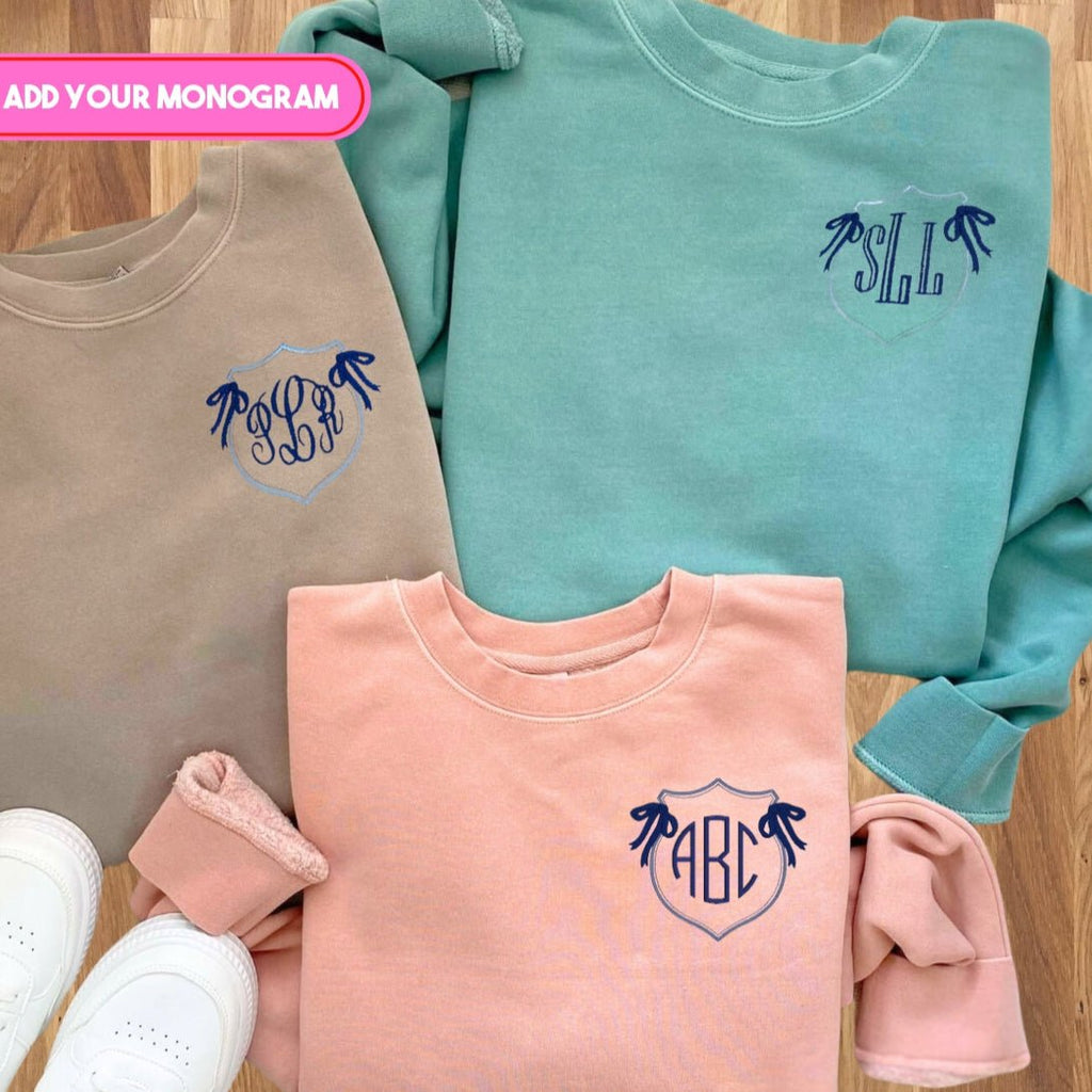 Monogrammed 'Preppy Crest' Cozy Crew