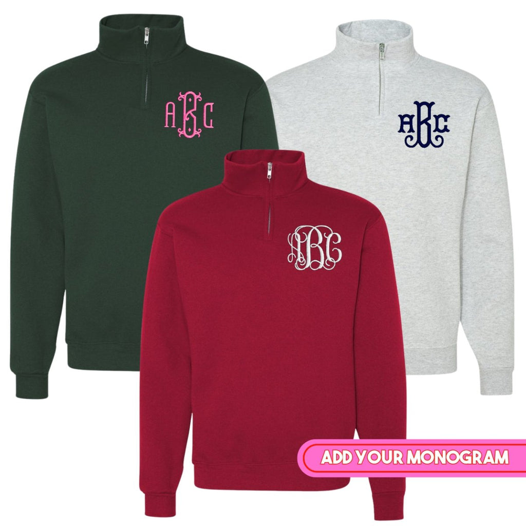 Monogrammed Quarter Zip Sweatshirt
